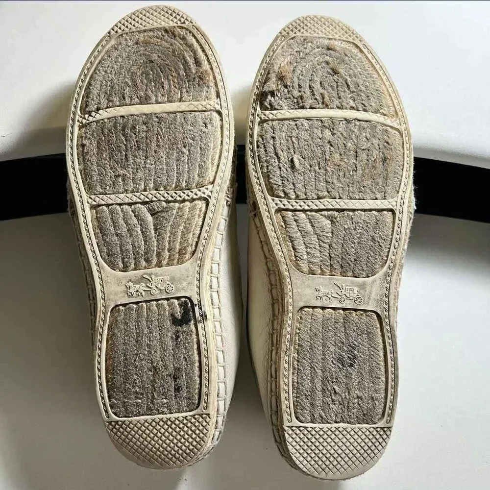 Coach Leather Off White Espadrilles Slip or Slide On Flats Size 8